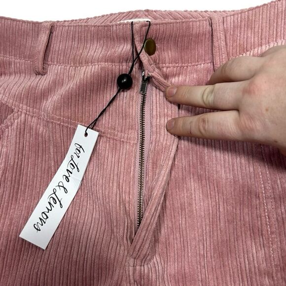 NWT For Love and Lemon’s Pink Corduroy High Rise Slim Cut Trousers Size Large - Picture 4 of 8